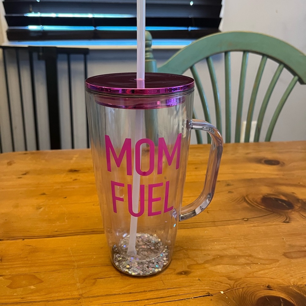 Expressions Clear and Pink 'Mom Fuel' Tumbler with Straw